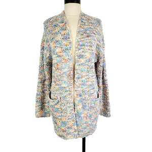 Jessica Simpson Cardigan Sweater Womens XS Pastel Multicolor Soft Popcorn Knit